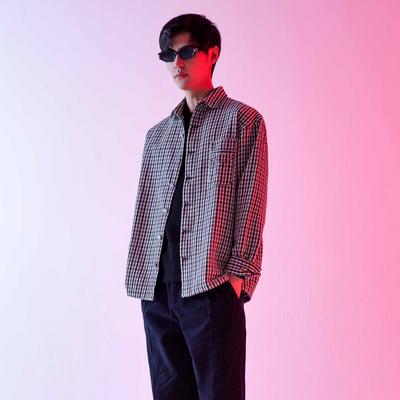 城市佐罗2022秋季时尚简约格纹夹克